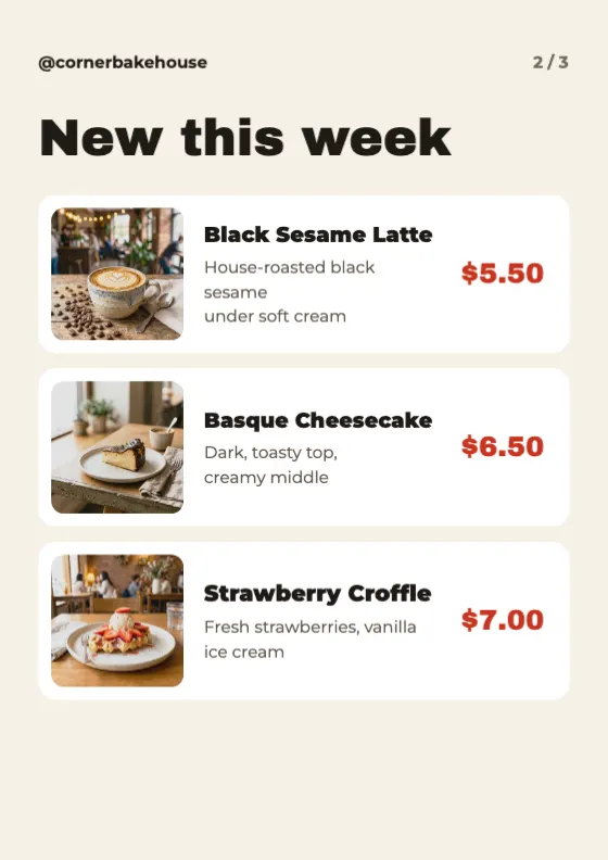 Carousel: menu preview