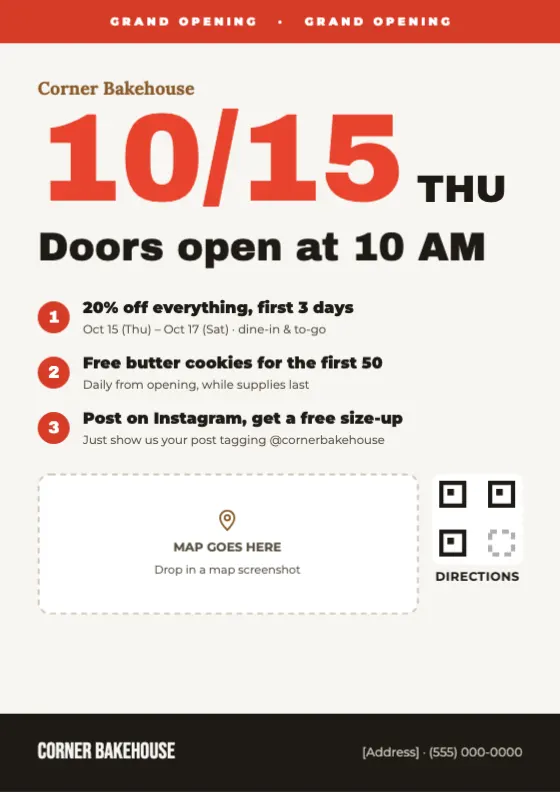 Grand opening with map preview