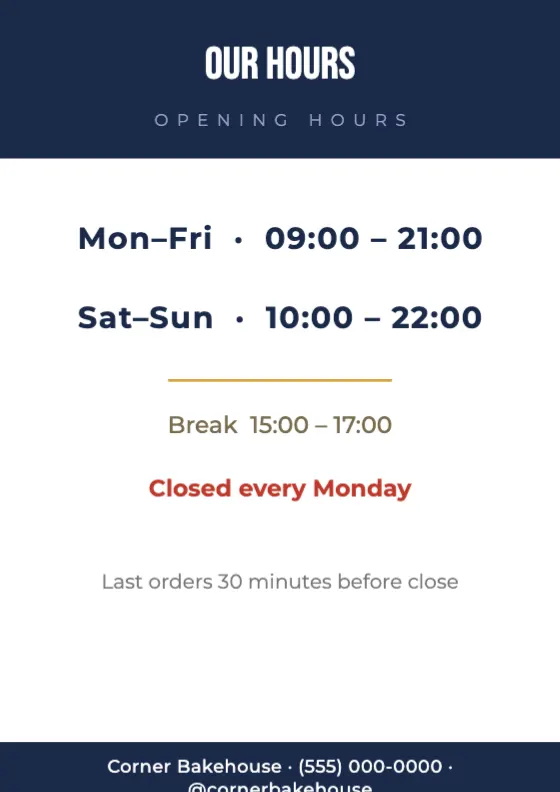 Opening Hours Notice preview