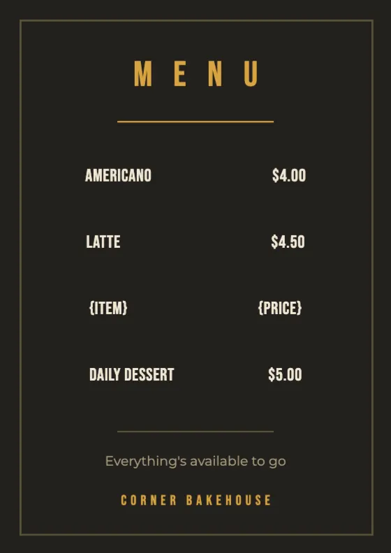 Chalkboard Menu preview